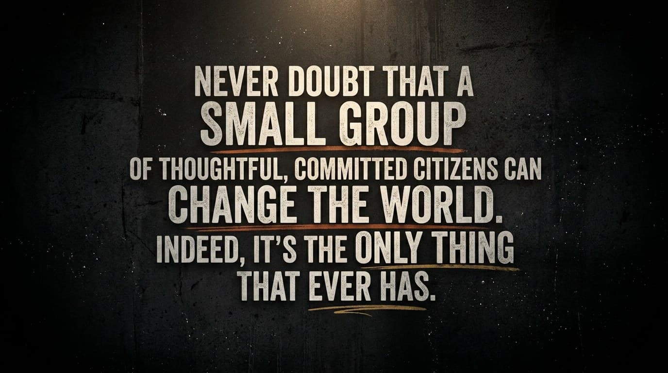 Never doubt that a small group of thoughtful, committed citizens can change the world.